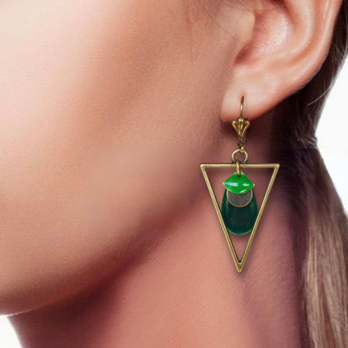 Boucle d'oreil - Deva Verte Bronze