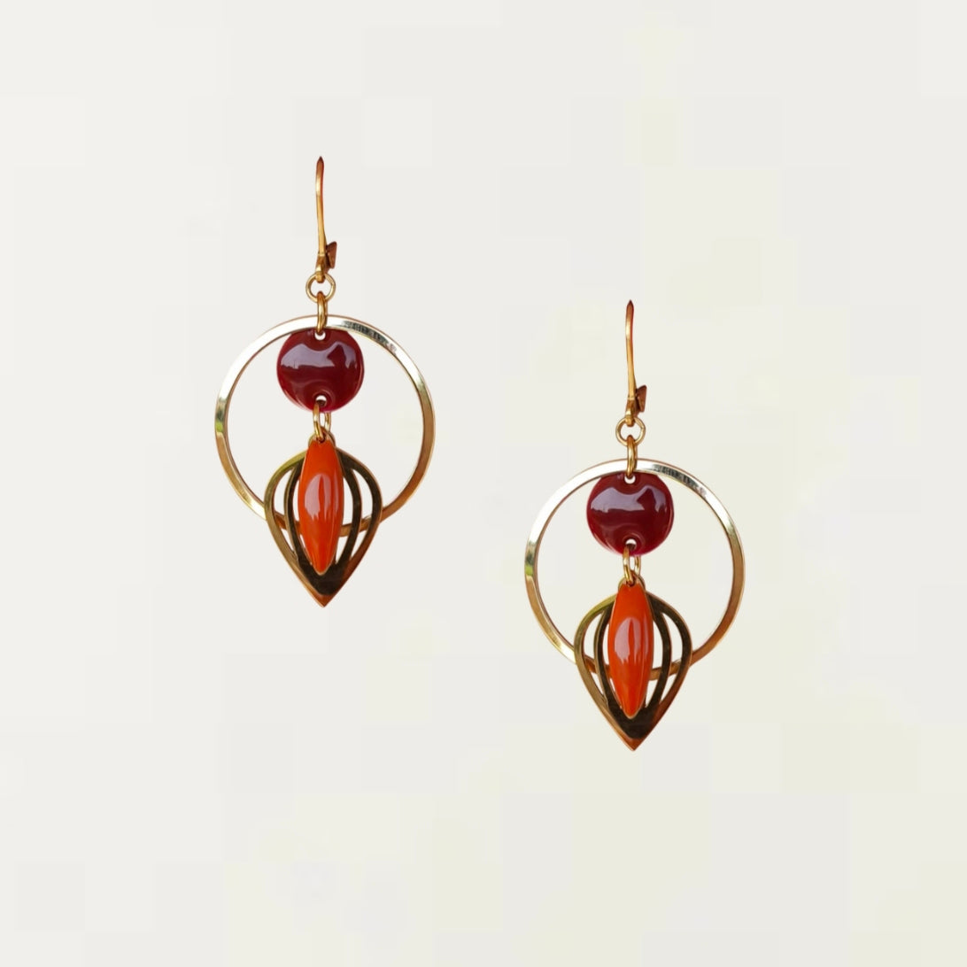 Boucle d'oreille - Alizée Rouge Dorée