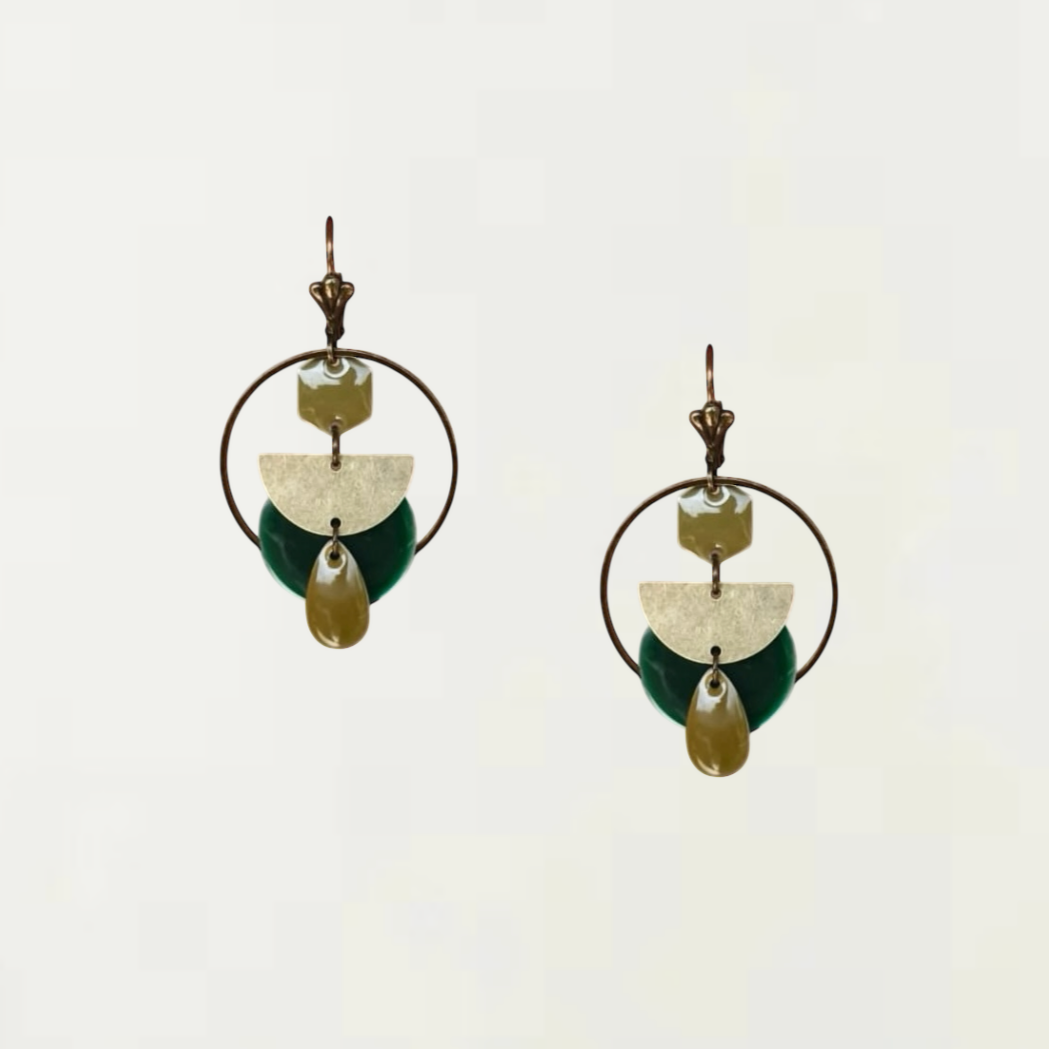 Boucles d'oreilles - Adelaïde Verte Bronze