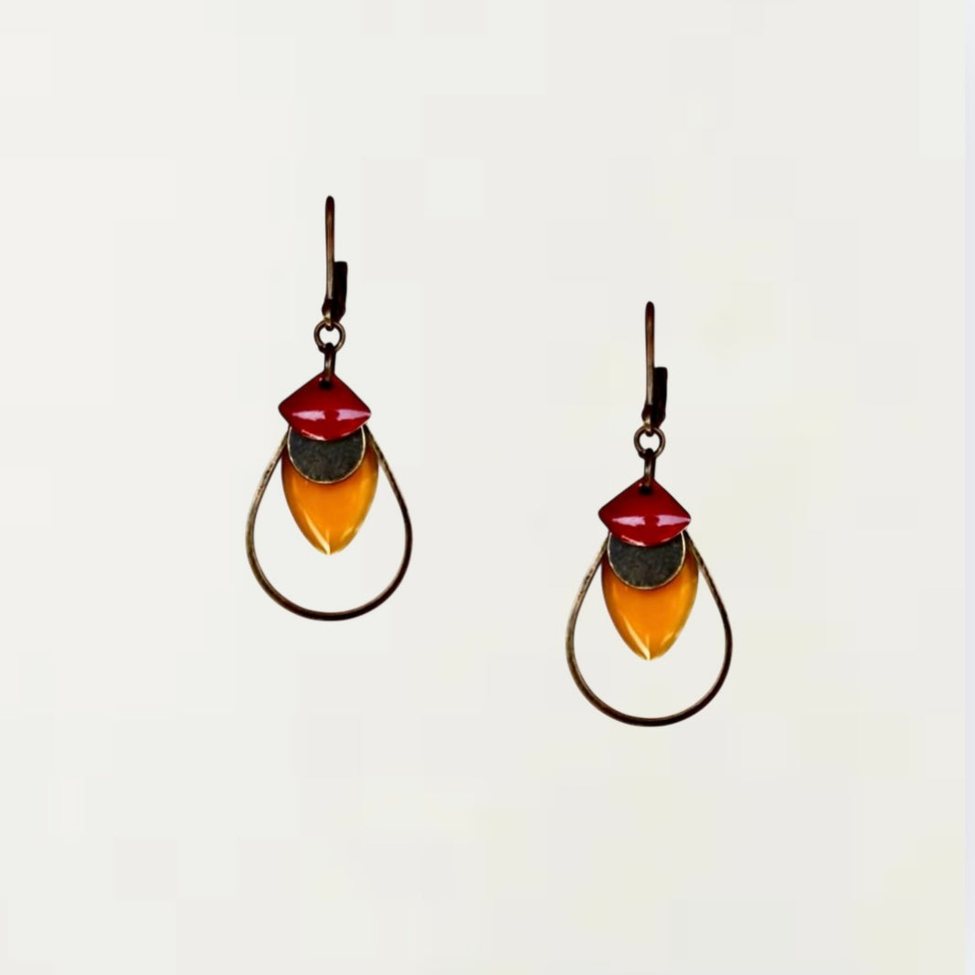 Boucles d'oreilles -Armelle  Rouge Bronze