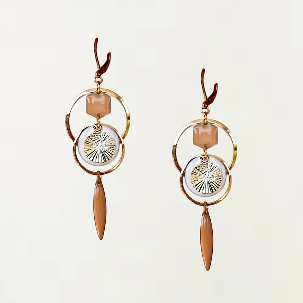 Boucles d'oreilles - Aurore Blanche Dorée