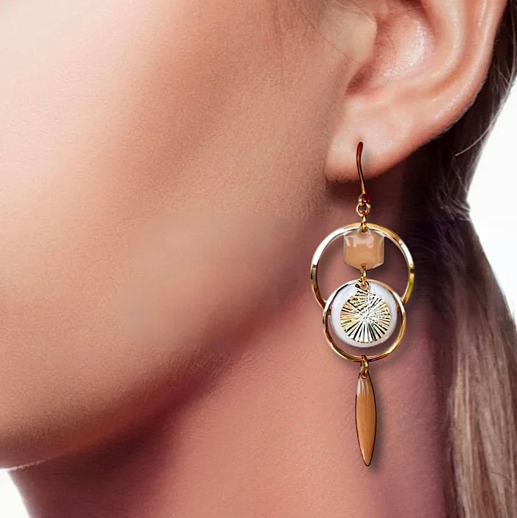 Boucles d'oreilles - Aurore Blanche Dorée