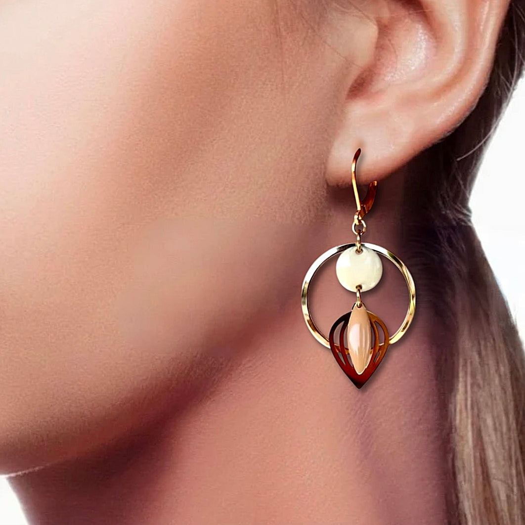 Boucles d'oreilles - Alizée Blanche Dorée
