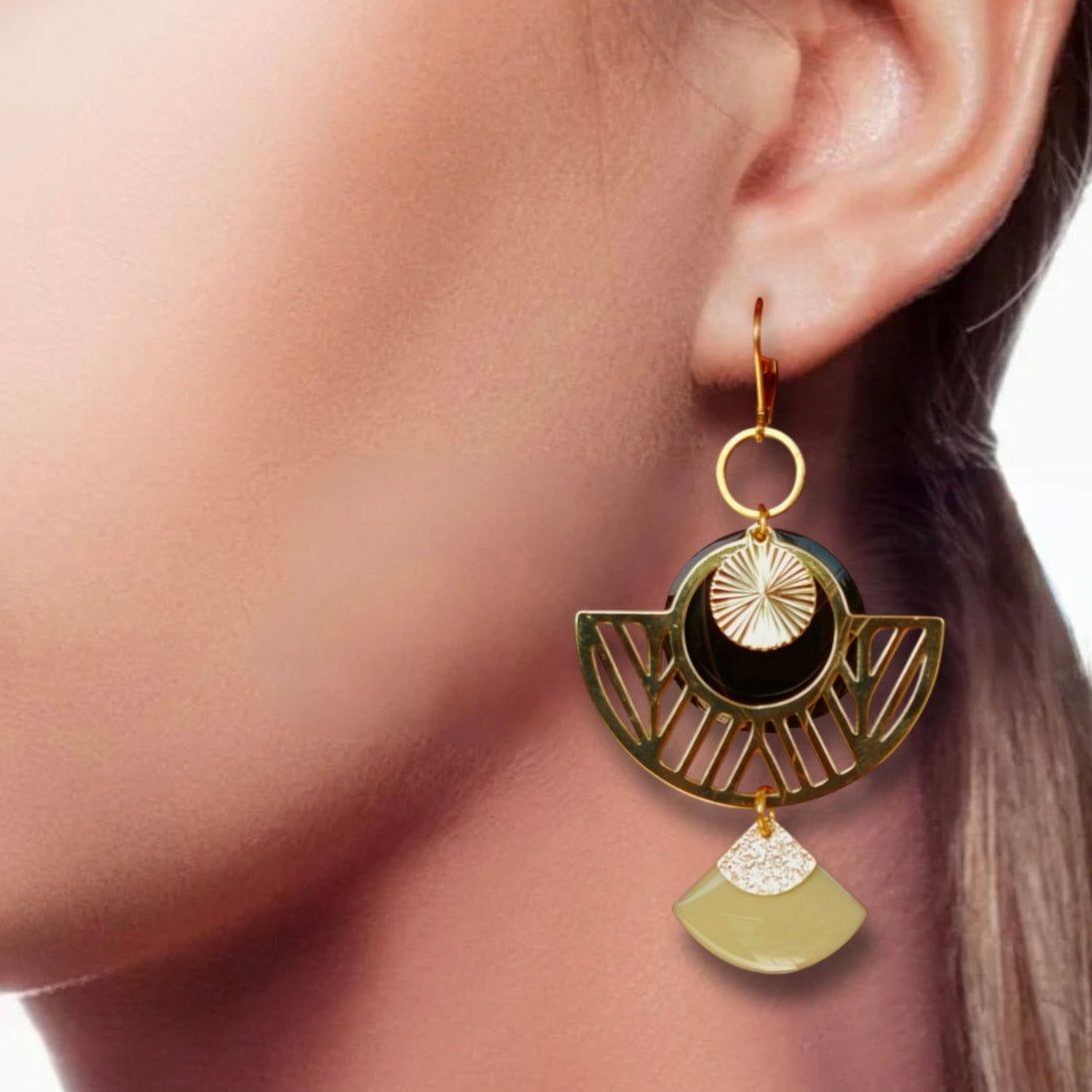 Boucles d'oreilles - Paloma Noir Dorée