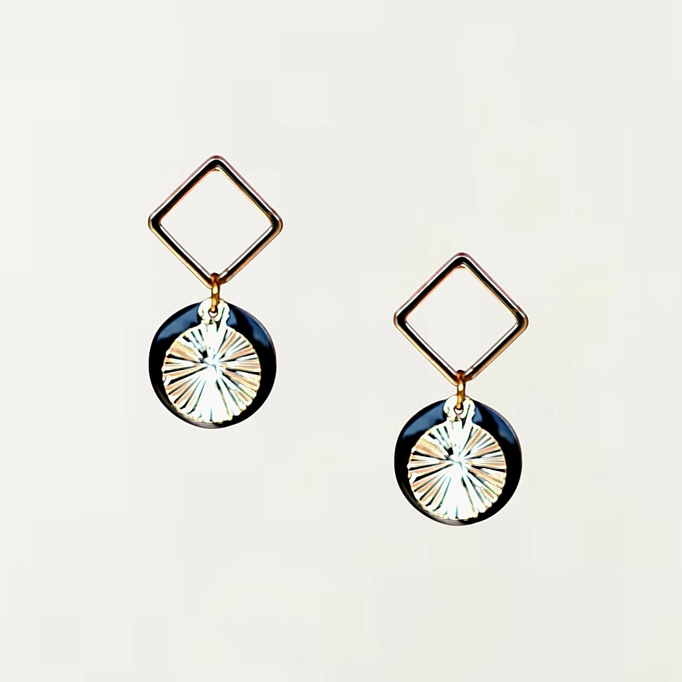 Boucles d'oreilles - Lila Noir Doré