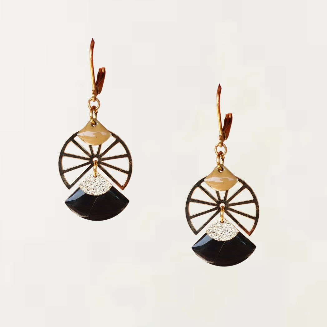 Boucles d'oreilles - Maria Noir Dorée