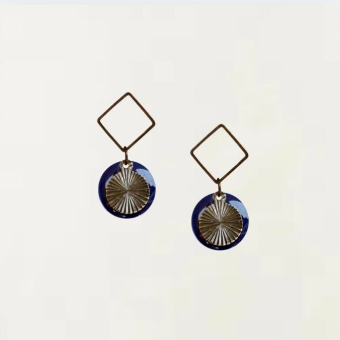 Boucles d'oreilles -Lila Bleu Bronze