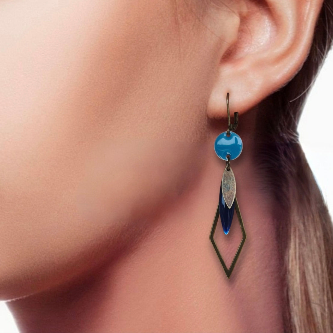 Boucles d'oreilles Lena - Bleu Bronze