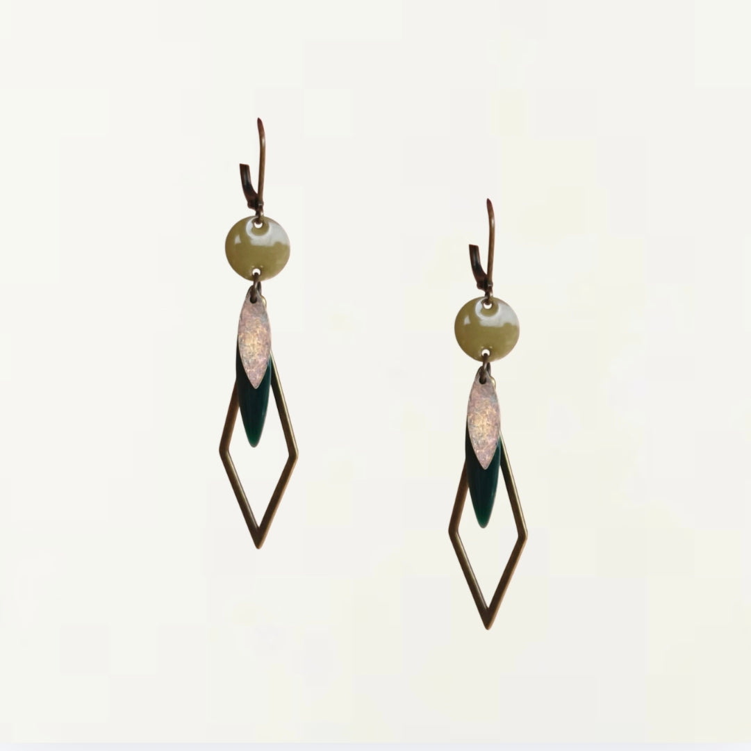 Boucles d'oreilles Léna- Vert Bronze