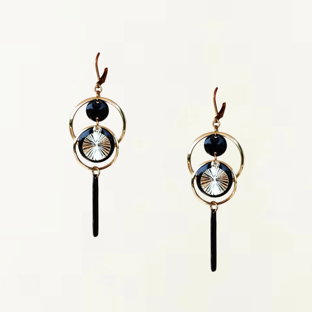 Boucles d'oreilles Aurore - Noir Dorée