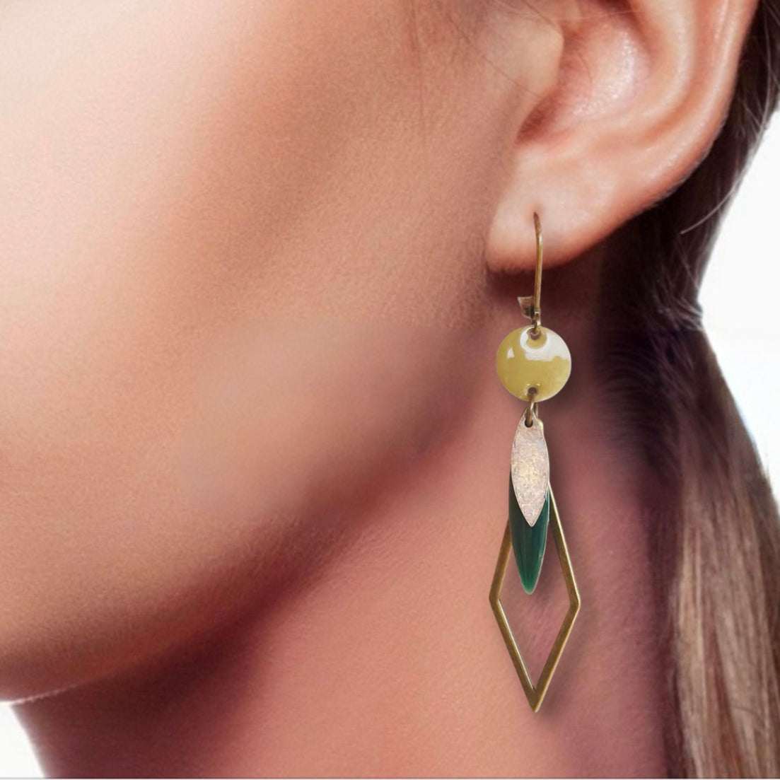 Boucles d'oreilles Léna- Vert Bronze