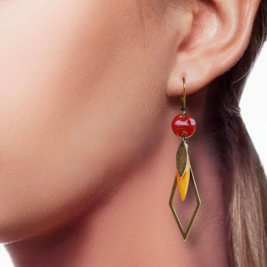 Boucles d'oreilles Léna- Rouge Bronze