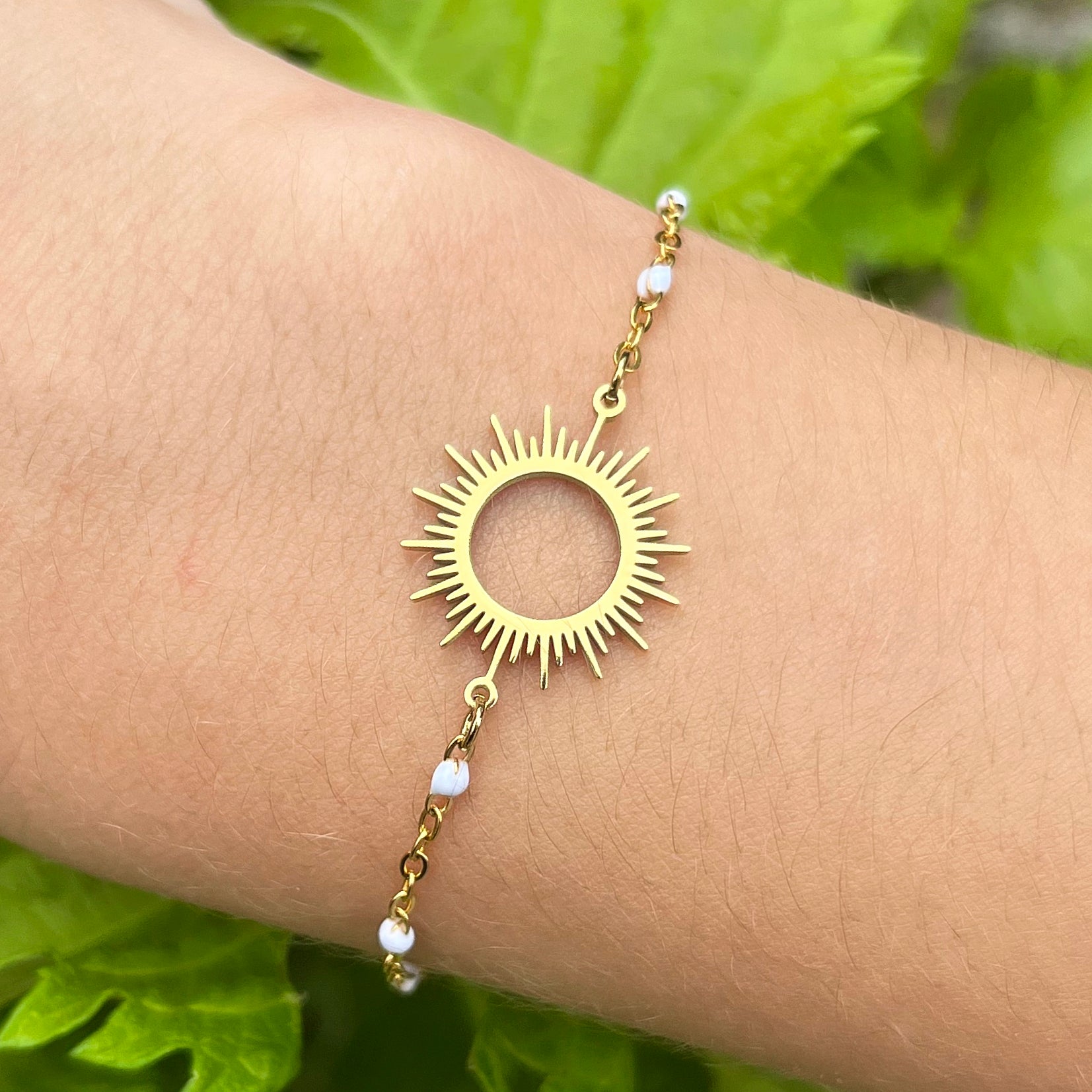 Bracelet - Grand soleil Blanc Doré