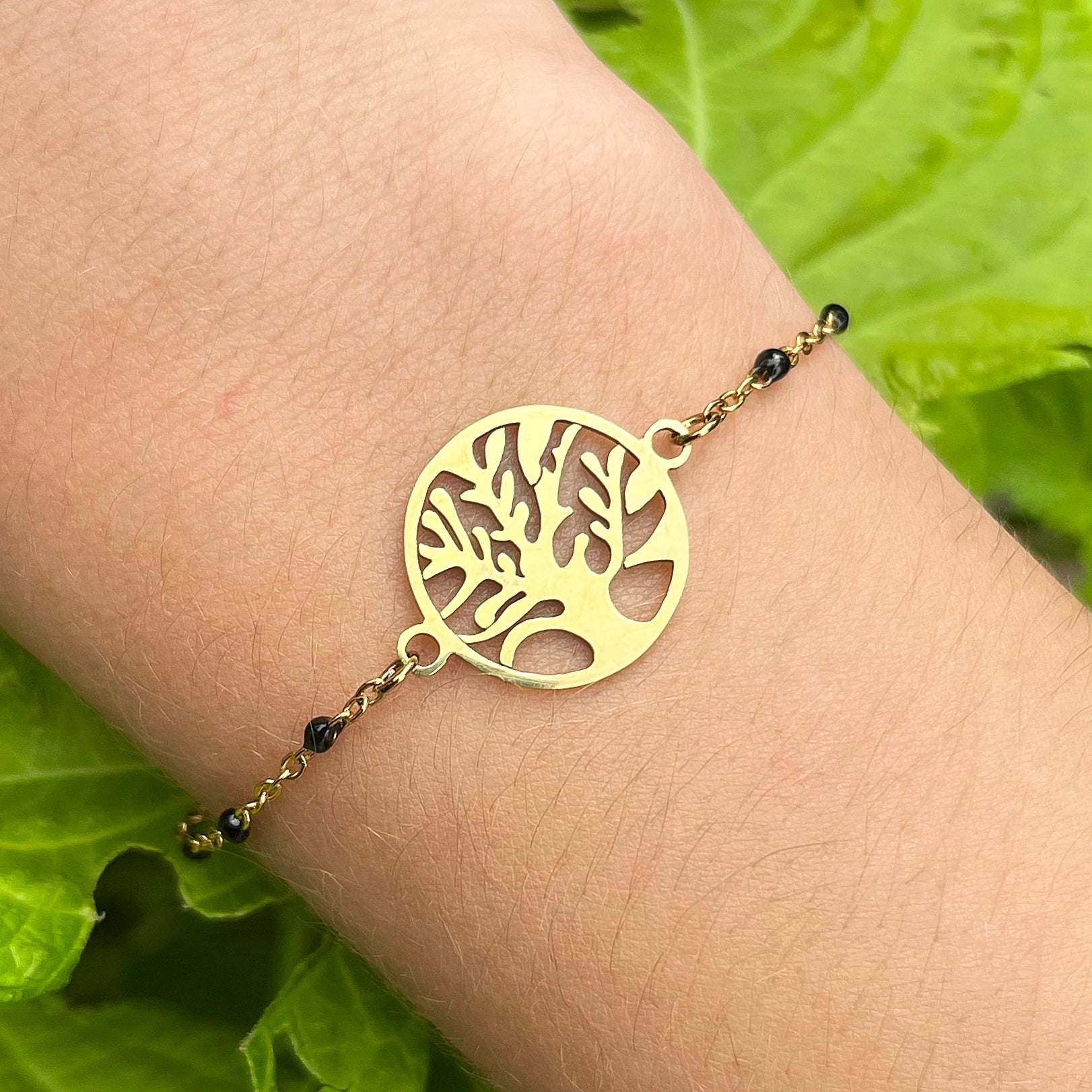 Bracelet - Arbre de vie Noir Doré