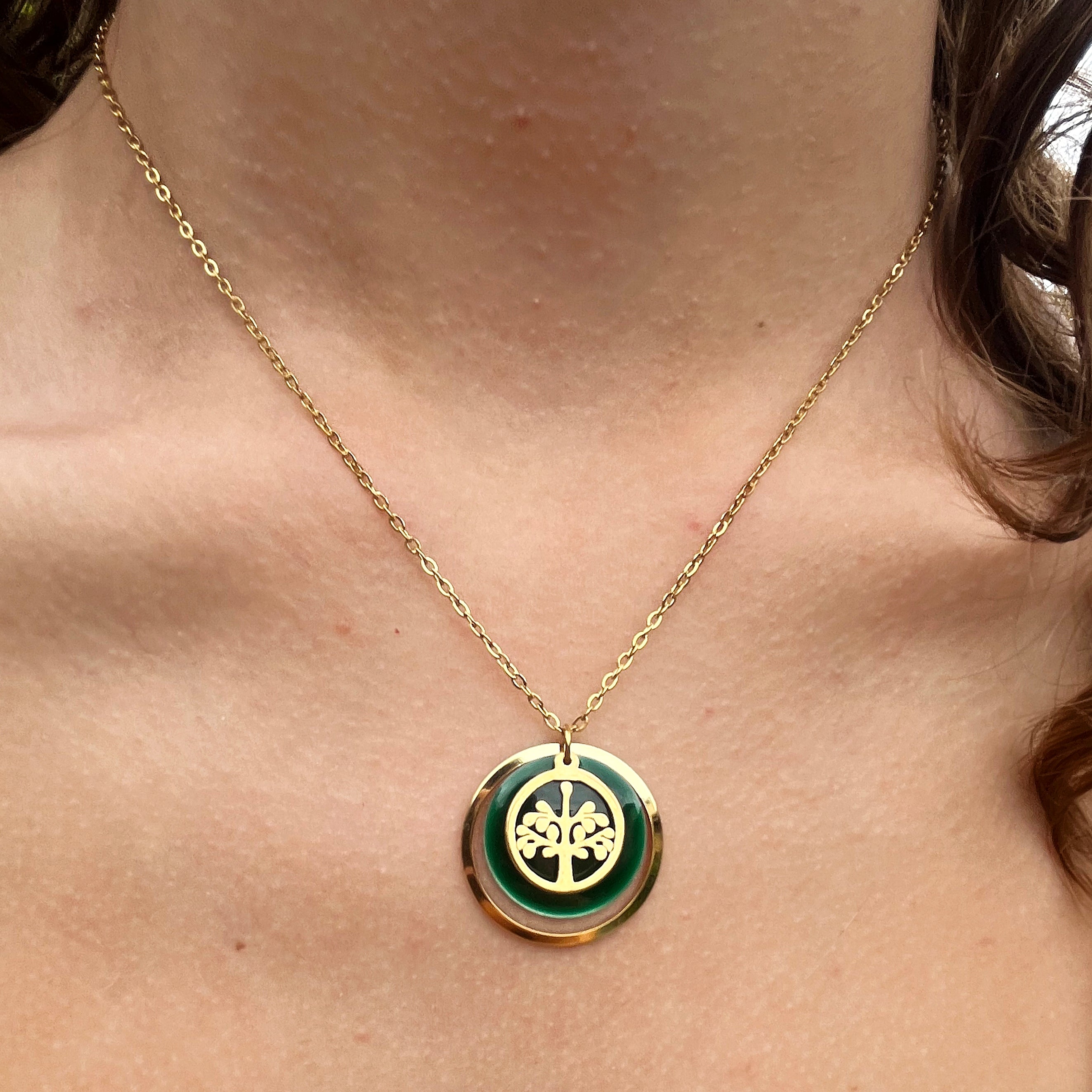 Collier Anna vert doré