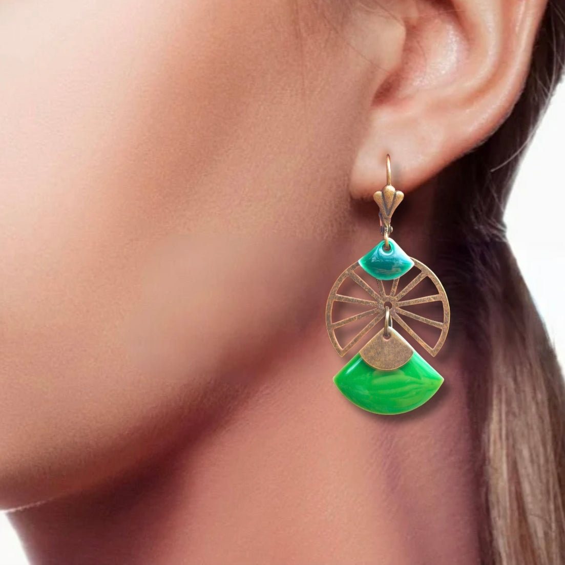 Boucles d'oreilles - Maria vert bronze