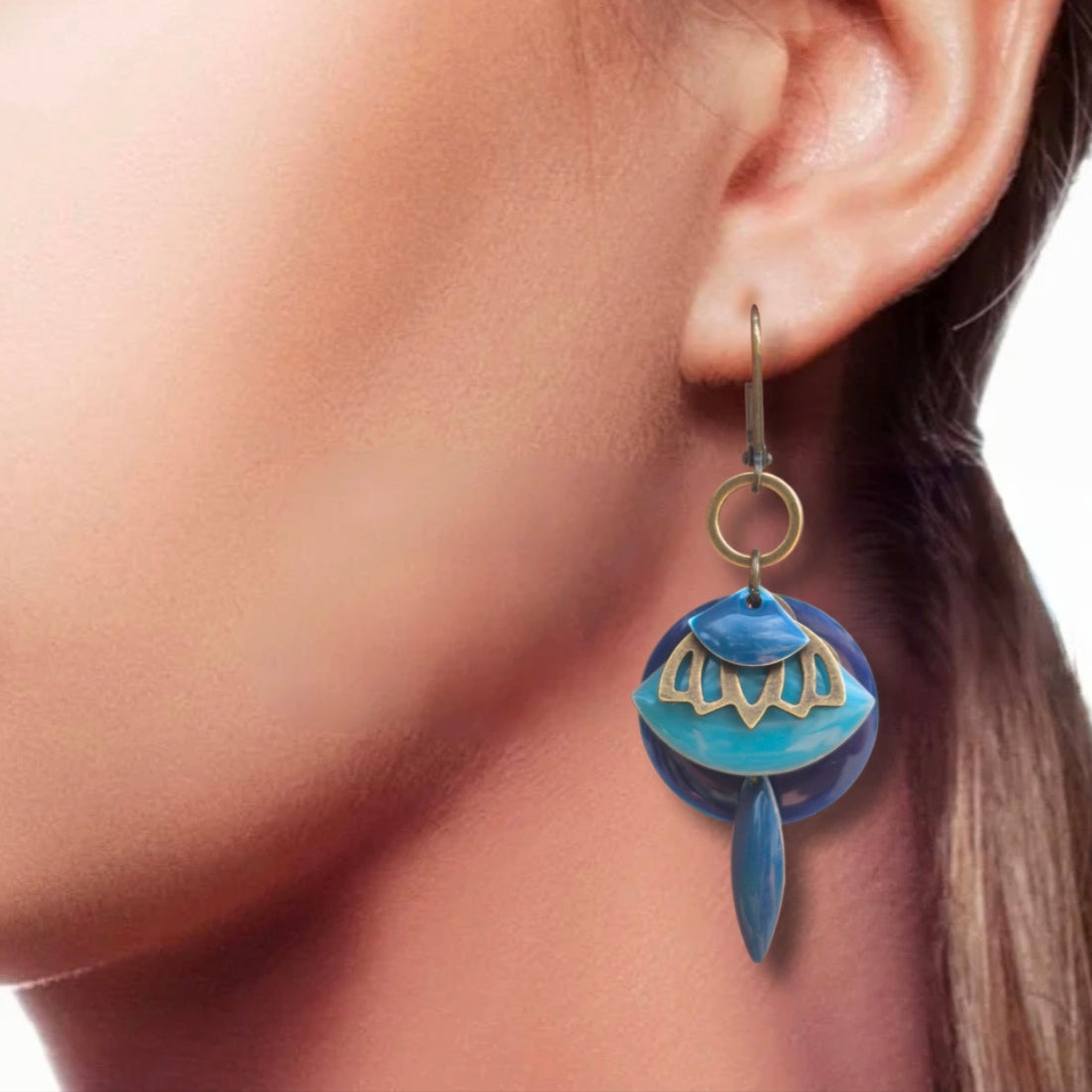 Boucles d'oreilles- Natacha bleu bronze