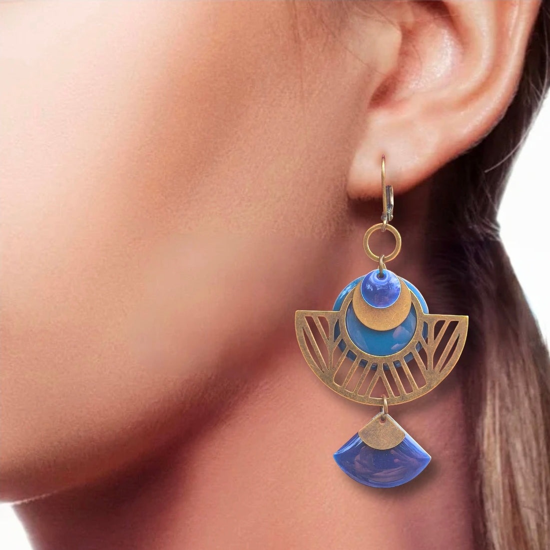 Boucles d'oreilles - Paloma bleu bronze
