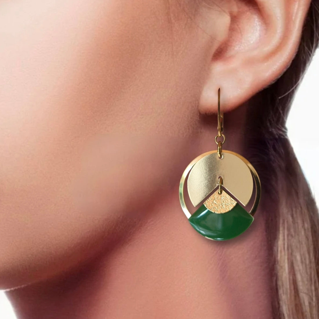 Boucles d'oreilles - Ninon vert doré