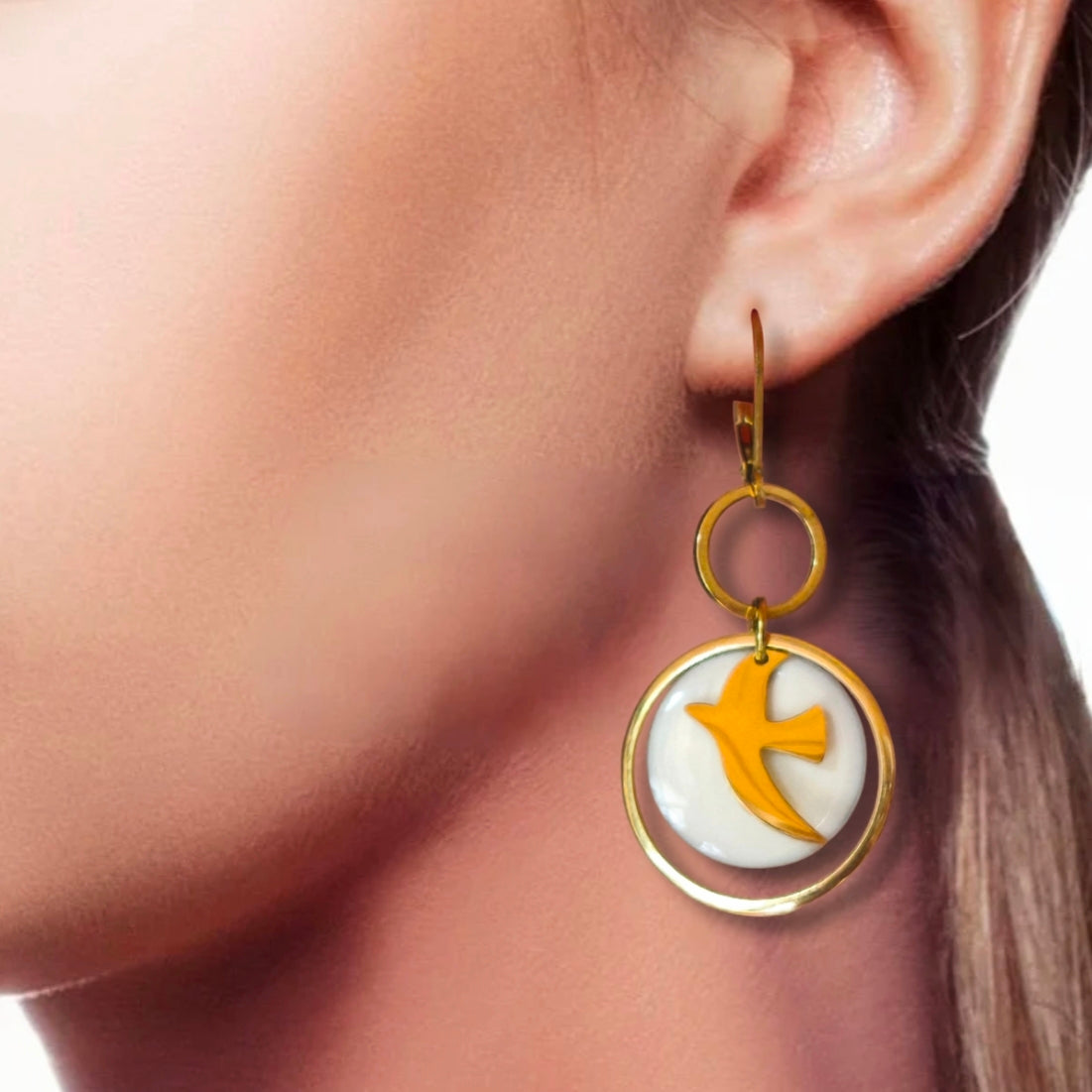 Boucles d'oreilles - Paola blanche dorée