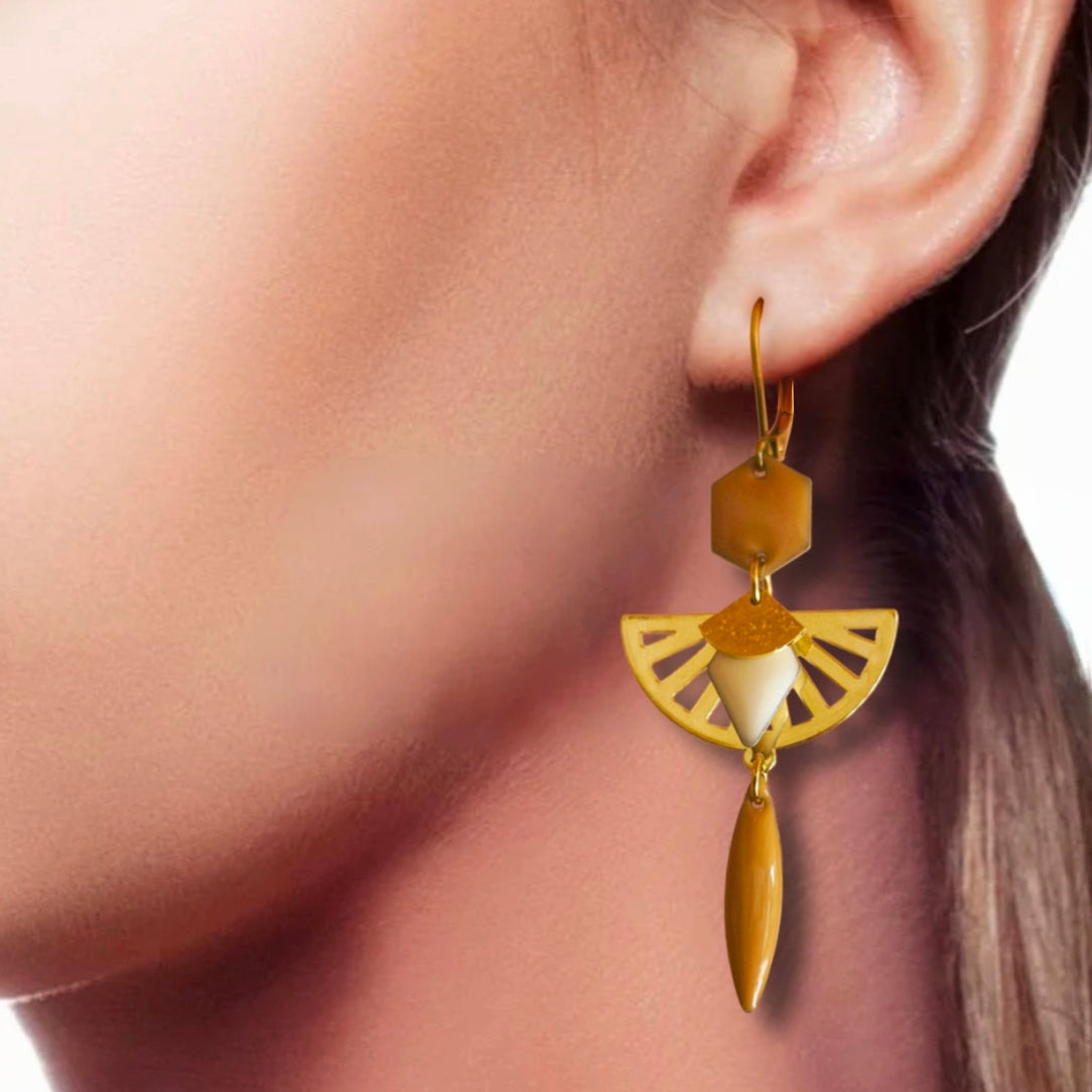 Boucles d'oreilles - Louise moutarde doré