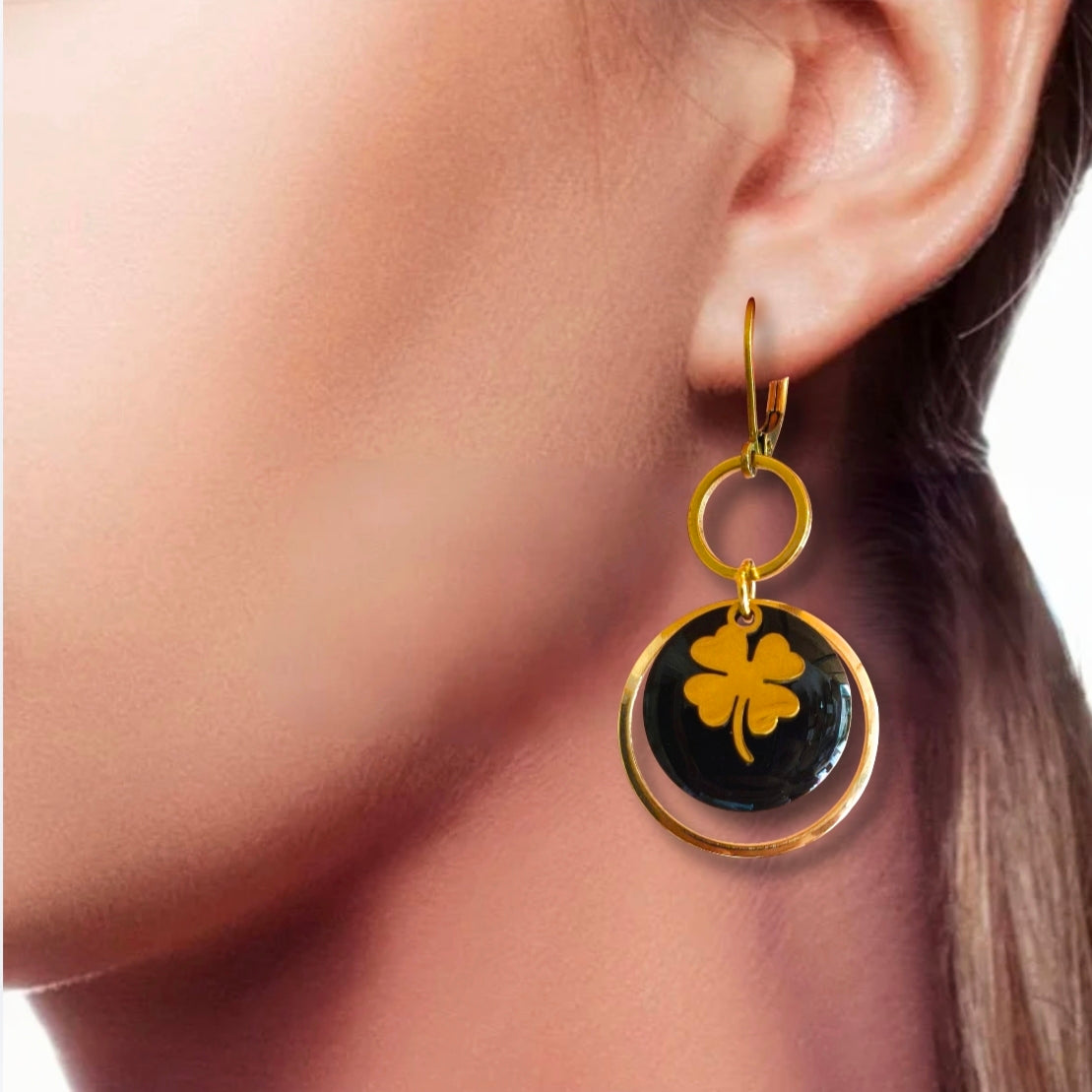 Boucles d'oreilles - Frida noir doré