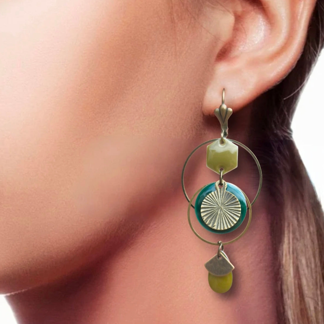 Boucles d'oreilles - Aurore vert bronze