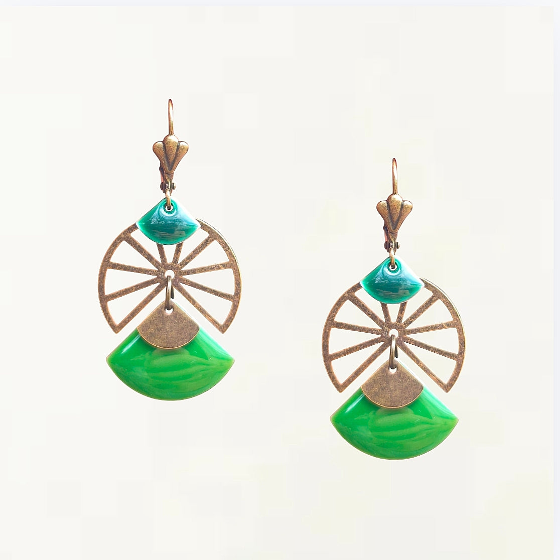 Boucles d'oreilles - Maria vert bronze