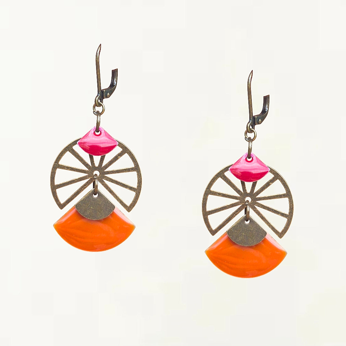Boucles d'oreilles - Maria moutarde rouge bronze