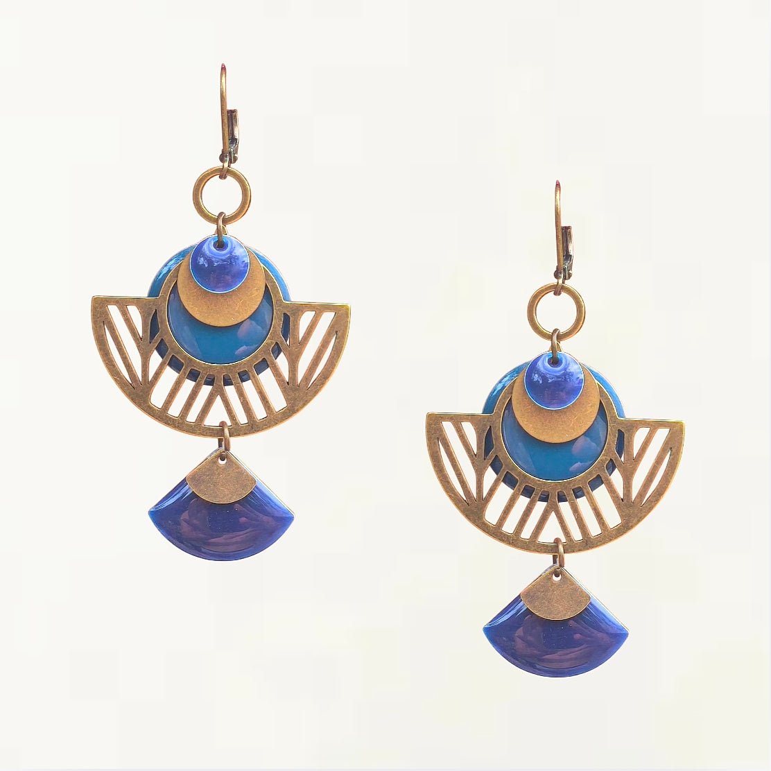 Boucles d'oreilles - Paloma bleu bronze