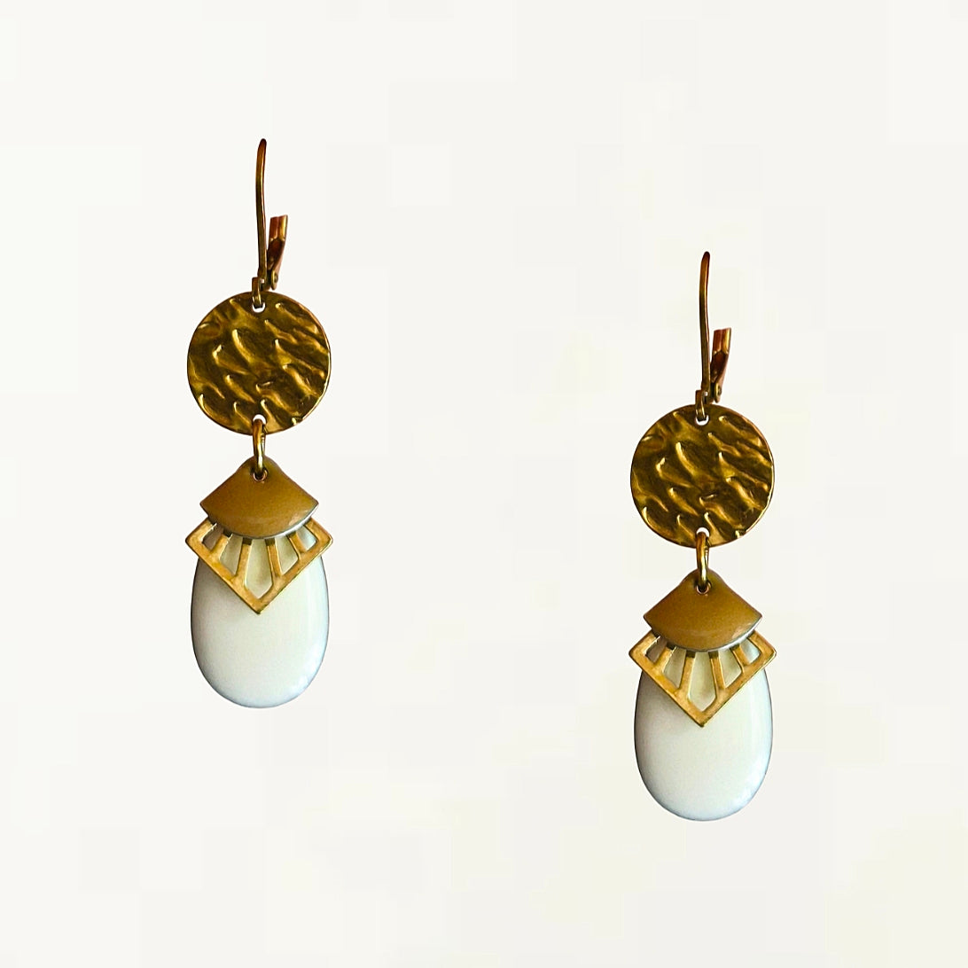 Boucles d'oreilles - Suzy blanche dorée