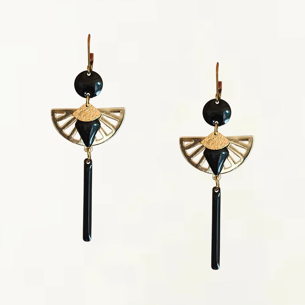Boucles d'oreilles - Louise noir doré