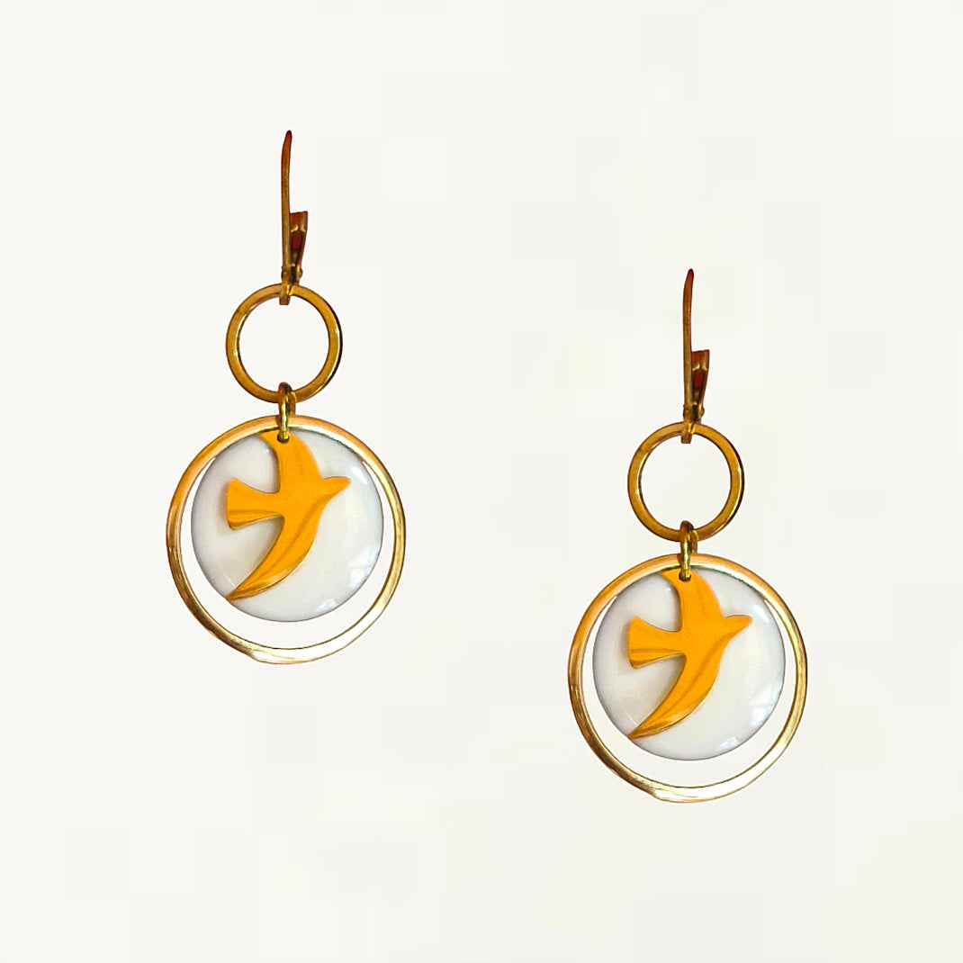 Boucles d'oreilles - Paola blanche dorée