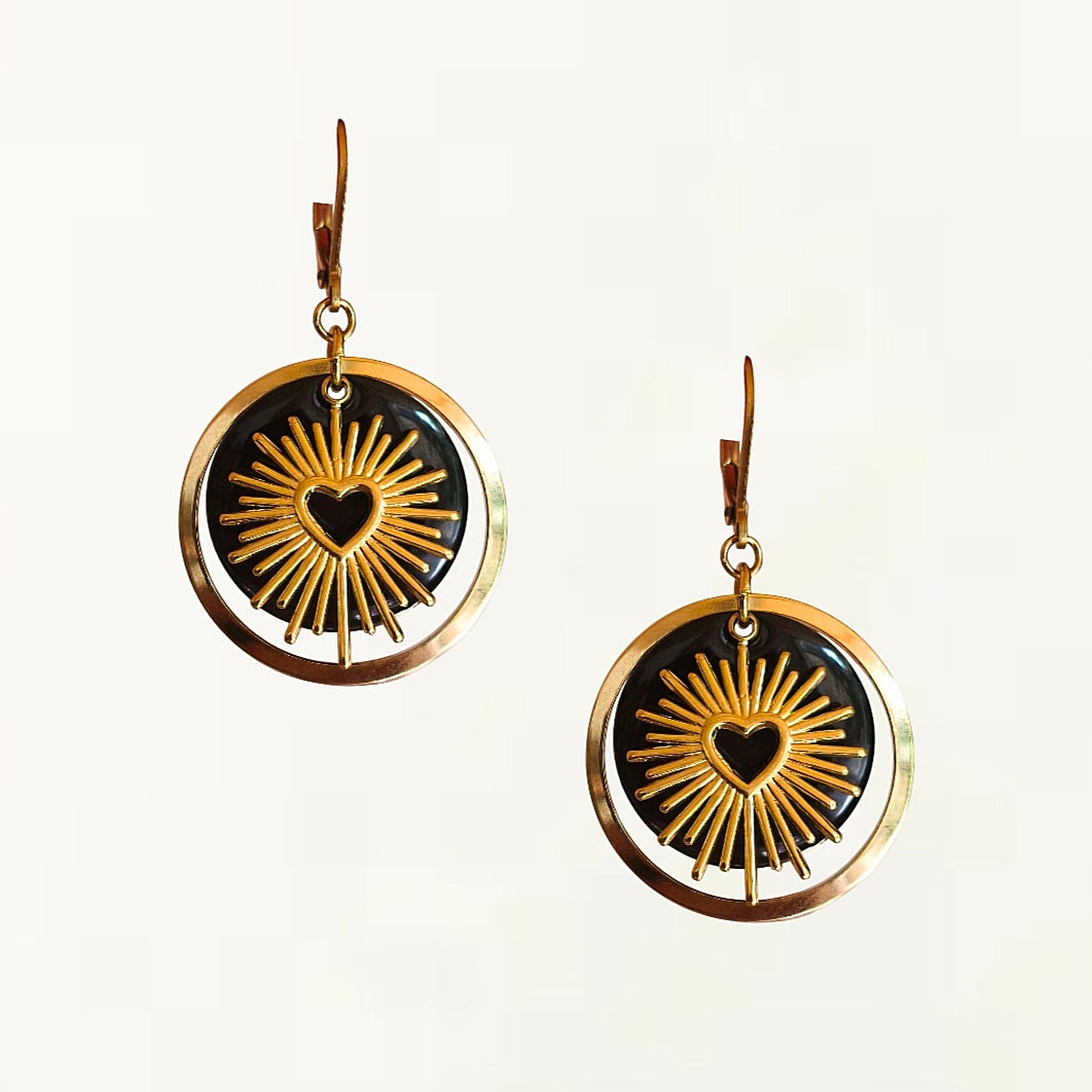Boucles d'oreilles - Nina noir doré