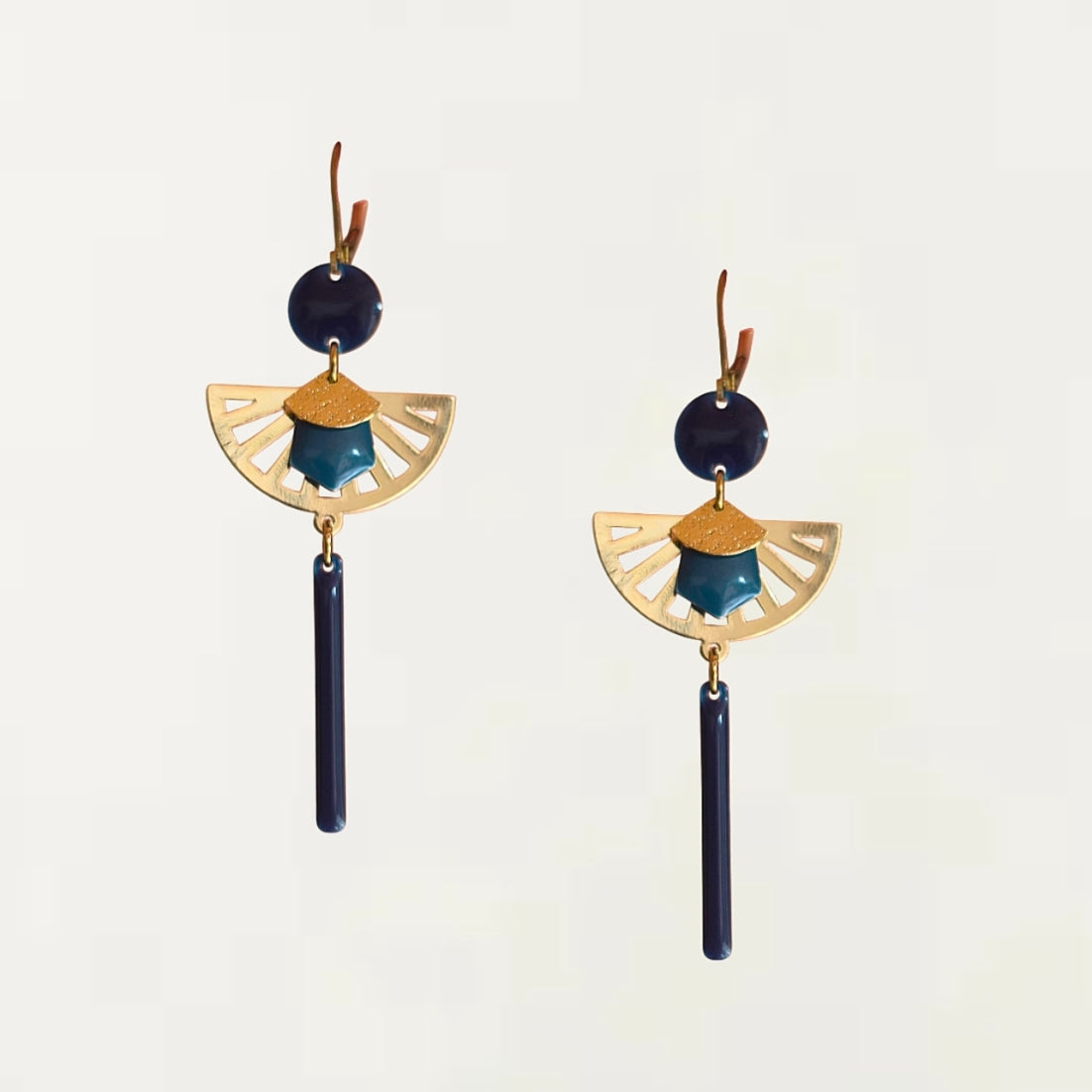 Boucles d'oreilles - Louise bleu dorée