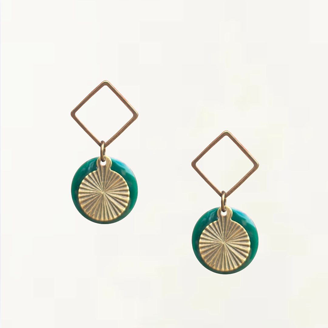 Boucles d'oreilles - Lila verte bronze